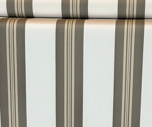 SUNBRELLA SHADE OUTDOOR FABRIC TAUPE TAILORED BAR STRIPE 4945 47" WIDE BY THE YARD