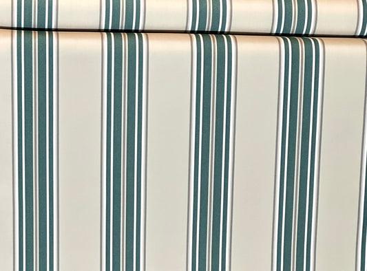 SUNBRELLA SHADE OUTDOOR WATERPROOF FABRIC 4932-0000 FANCY STRIPED FOREST GREEN BEIGE NATURAL 47" WIDE BY THE YARD