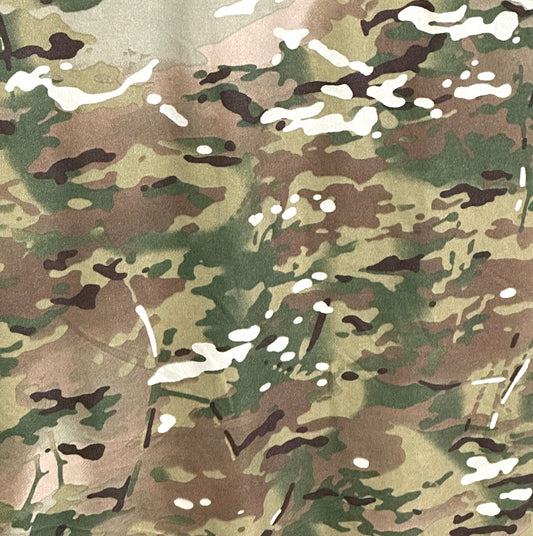 CRYE PRECISION US MADE SATIN STRETCH NYLON LYCRA FABRIC MULTICAM CAMOUFLAGE 56" WIDE BY THE YARD