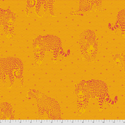 LIL JAGUARS CLOUDS DAYDREAMER COTTON QUILT CRAFT FABRIC 45" WIDE PAPAYA BY YARD