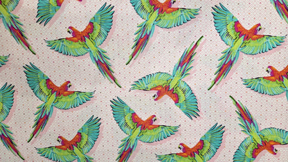 TULA PINK DAYDREAMER MACAW YA LATER COTTON QUILT CRAFT FABRIC DRAGONFRUIT BY THE YARD