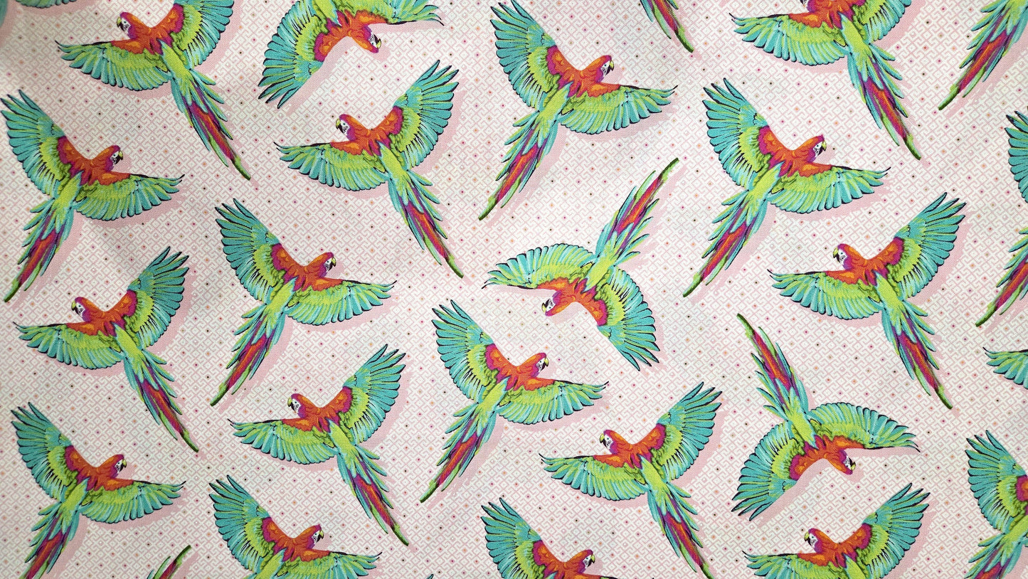 TULA PINK DAYDREAMER MACAW YA LATER COTTON QUILT CRAFT FABRIC DRAGONFRUIT BY THE YARD