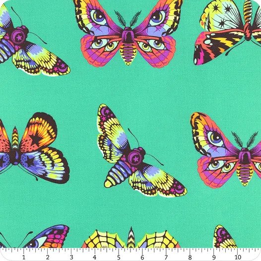 TULA PINK DAYDREAMER BUTTERFLY HUGS LAGOON COTTON QUILT CRAFT FABRIC BY THE YARD