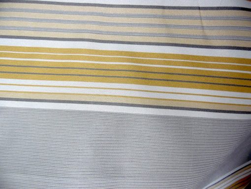 BULL DENIM STRIPES UPHOLSTERY DRAPERY FABRIC GREY AND GOLDEN SHADES BY THE YARD
