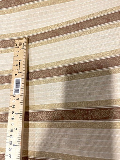 UPHOLSTERY DRAPERY CLASSIC DESIGNED STRIPES RED GOLD BY THE YARD & 55" WIDE