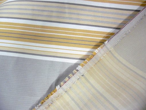 BULL DENIM STRIPES UPHOLSTERY DRAPERY FABRIC GREY AND GOLDEN SHADES BY THE YARD